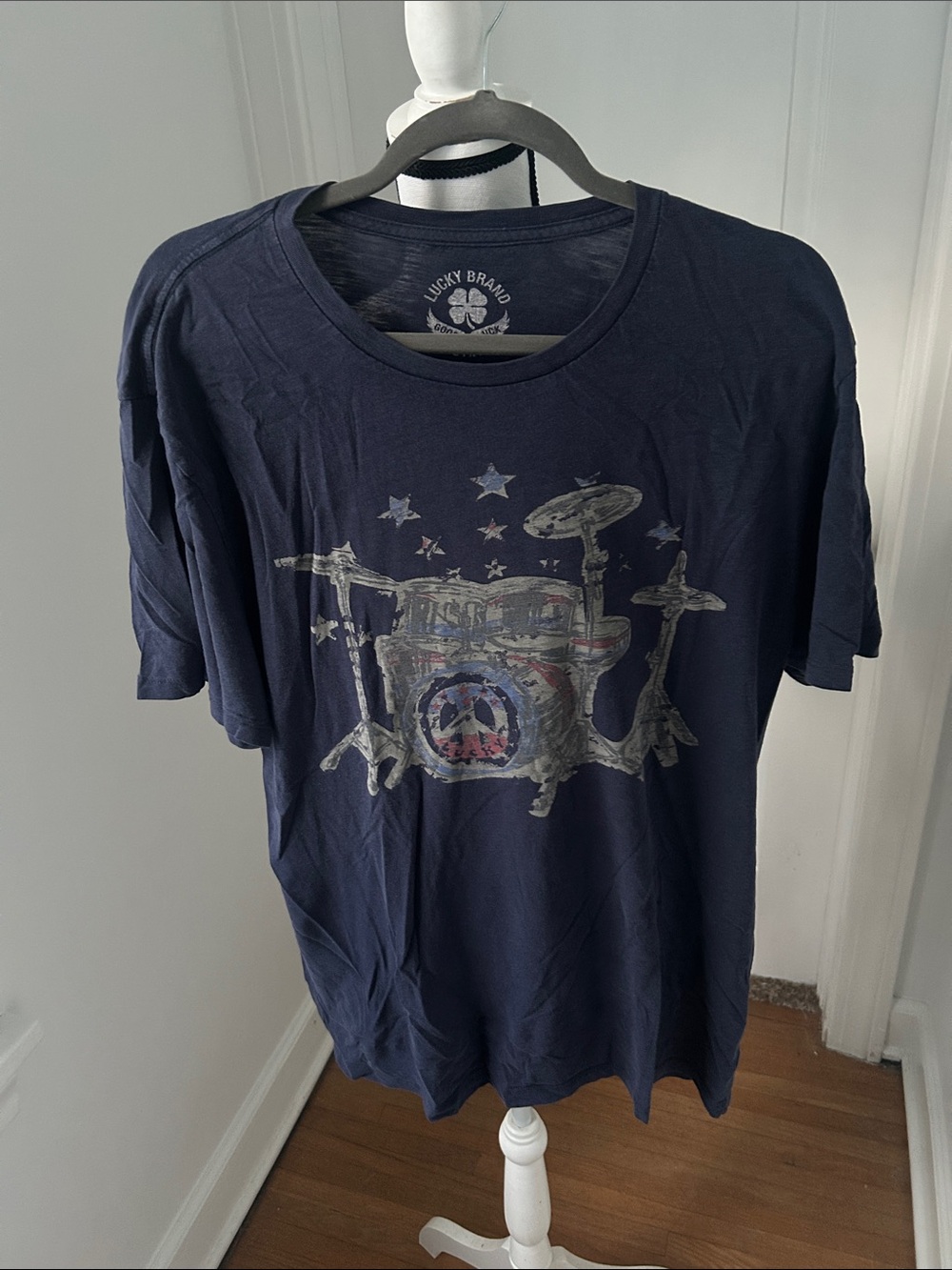 Lucky Brand Navy Short-Sleeve Graphic Drum Kit Tee